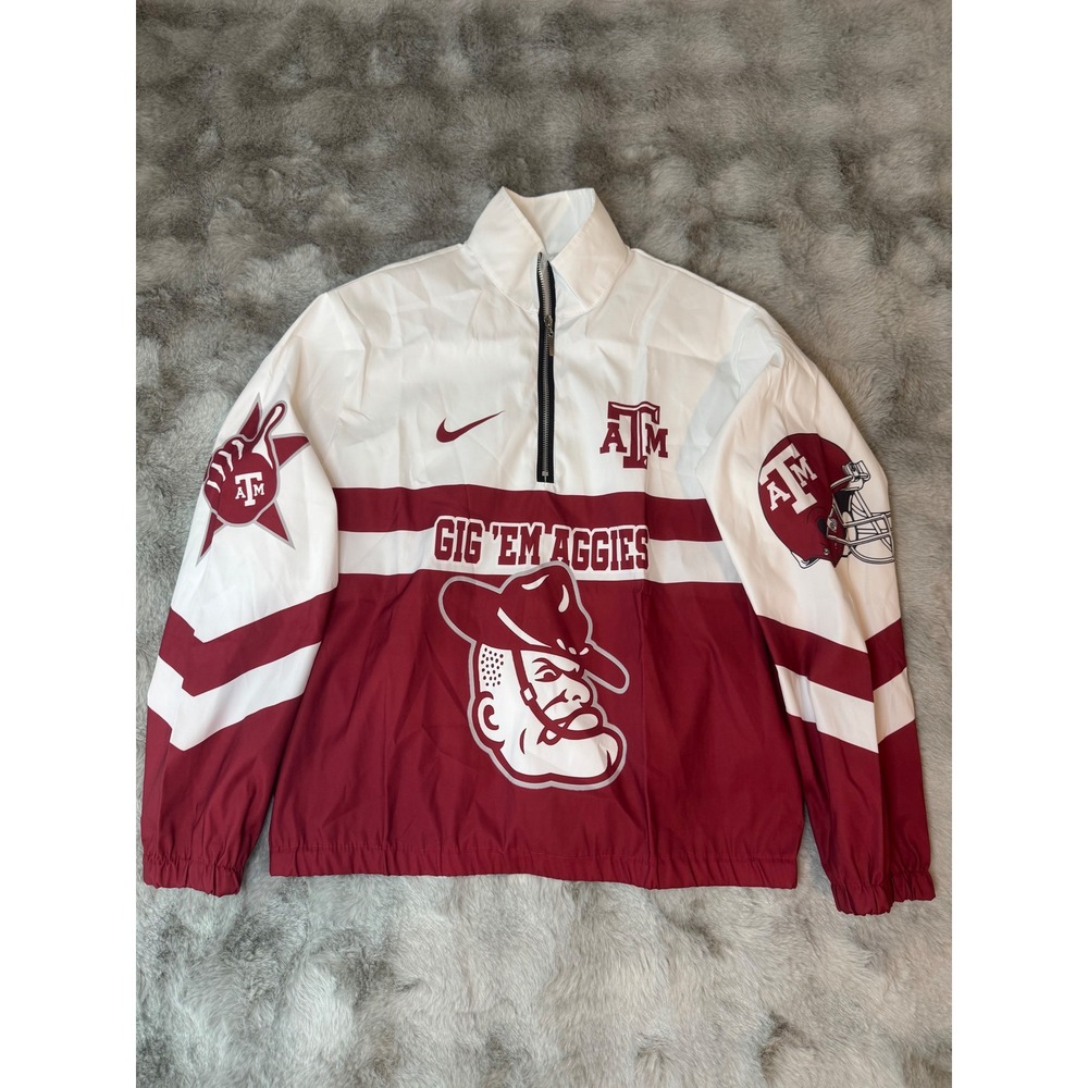 Nike Texas A&M Aggies Ol Sarge Quarter Zip Windbreaker Jacket Maroon White M-607